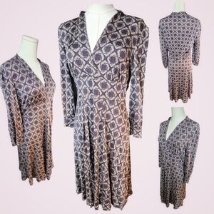 Long Sleeve Dress in Gray and Cream